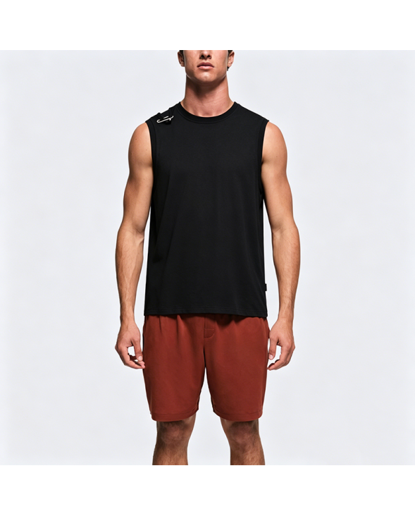 Creative Pin Decorated Black Sports Sleeveless T-Shirt