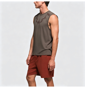 American High Street Embroidered Sleeveless Vest Men's Summer Retro Loose Suede T-Shirt