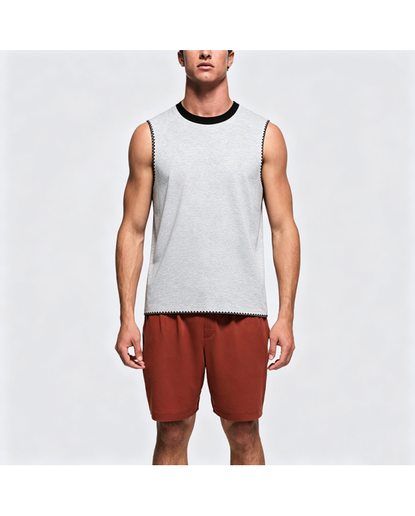 Vintage Design Black Sleeveless T-Shirt