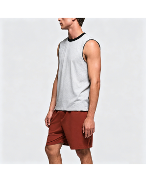 Vintage Design Black Sleeveless T-Shirt