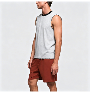 Vintage Design Black Sleeveless T-Shirt