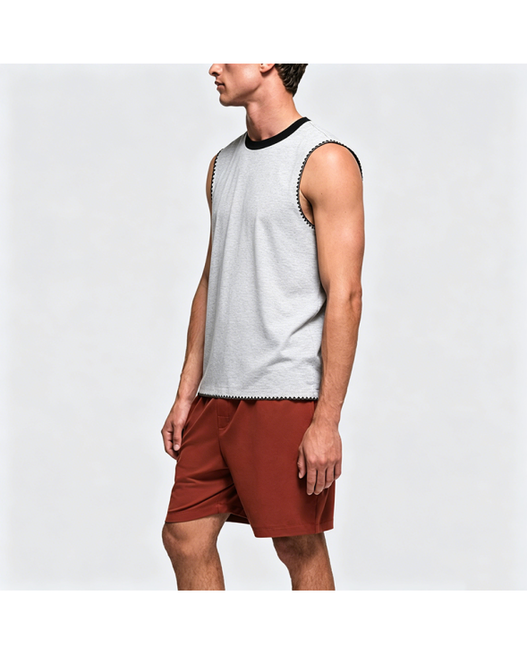 Vintage Design Black Sleeveless T-Shirt