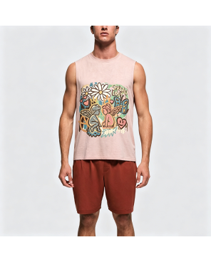 Retro Dopamine Fun Print Couple's Tank Top
