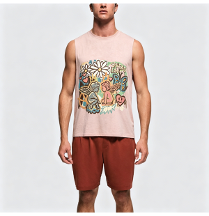 Retro Dopamine Fun Print Couple's Tank Top