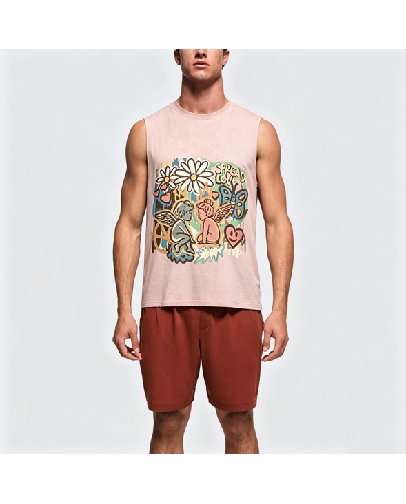 Retro Dopamine Fun Print Couple's Tank Top