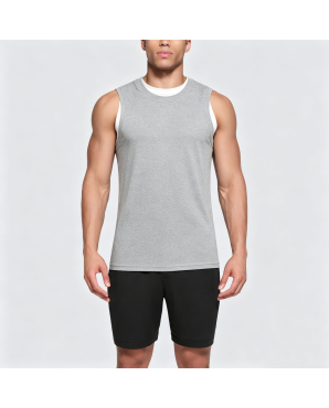 Summer Waffle Knit False Two-Piece Vest