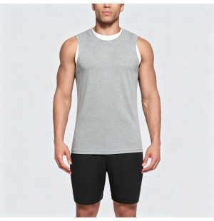 Summer Waffle Knit False Two-Piece Vest