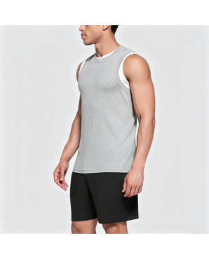 Summer Waffle Knit False Two-Piece Vest