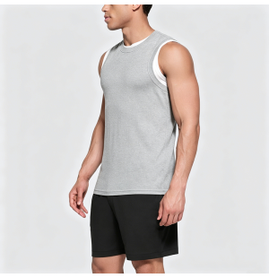 Summer Waffle Knit False Two-Piece Vest