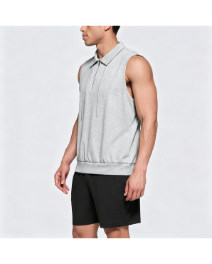 Half-Zip Collarless Sleeveless Vest