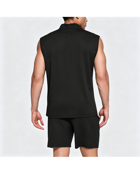 Cotton Shoulder Pad Half-Zip Vest